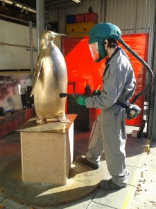 Emperor Penguin by Nick Bibby for The Wilson - during patination at Pangolin Editions 